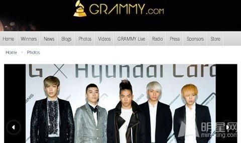 韩国人气男团BigBang 再次登上格莱美网站