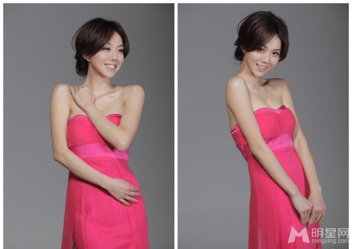 姜妍粉嫩红裙低胸可爱写真_图-2