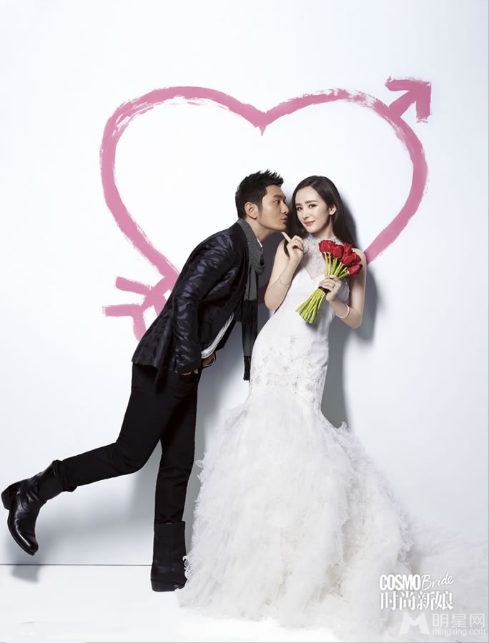 黄晓明杨幂拍摄婚纱大片俊男美女玩壁咚_图-1