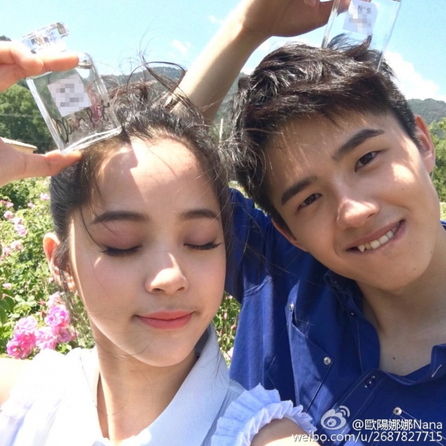 欧阳娜娜刘昊然甜蜜合影漫步自然花海_图-2