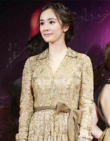 杨幂2014金鹰节图片金色长裙夺人眼目_图-8